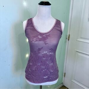 Sheer Purple Lace Floral Tank
